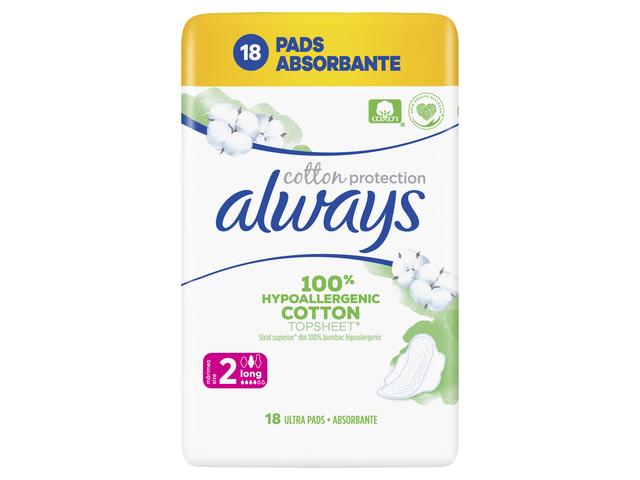 Absorbante Naturals Cotton Protection long 18buc Always