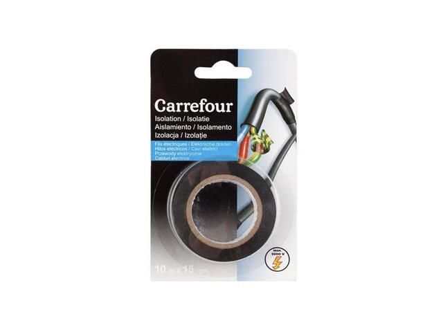 Banda izolatoare pentru cabluri electrice Carrefour, 10 m x 15 mm, Negru