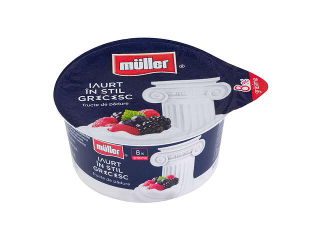 Muller iaurt in stil grecesc fructe de padure 8% grasime 140 g