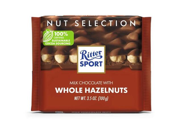 Ritter Sport ciocolata cu lapte cu alune intregi 100 g