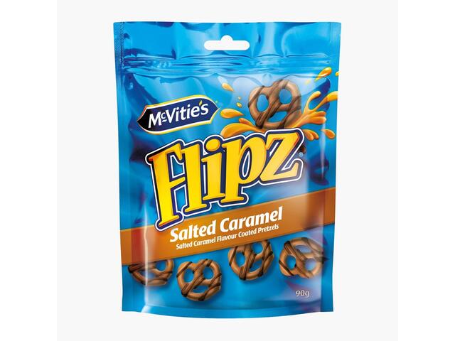 Flipz Covrigei acoperiti in glazura dulce de caramel sarat 90g