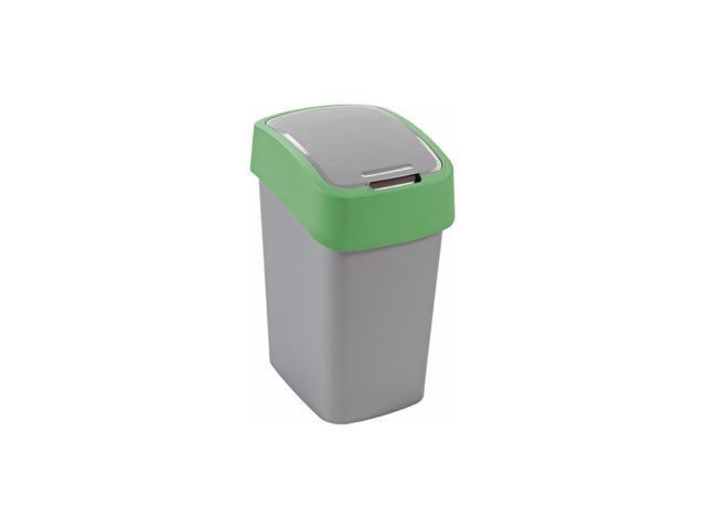 Cos gunoi cu capac batant Curver Flip Bin, plastic, 25L,  26 x 47 x 34 cm, Gri/Verde