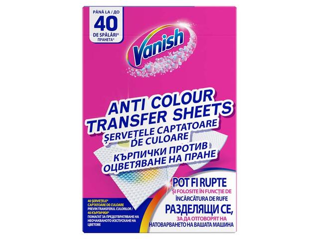 Servetele anti-transfer de culoare Vanish 40 bucati