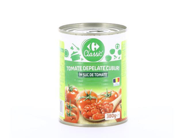 Tomate depelate cuburi in suc de tomate 380G Carrefour Classic