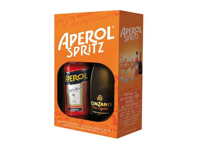 Pachet Aperitiv Aperol 700 Ml + Cinzano Two-Spritz, 750 Ml