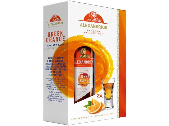 Alexandrion Greek Orange 0.7L + 2 Pahare