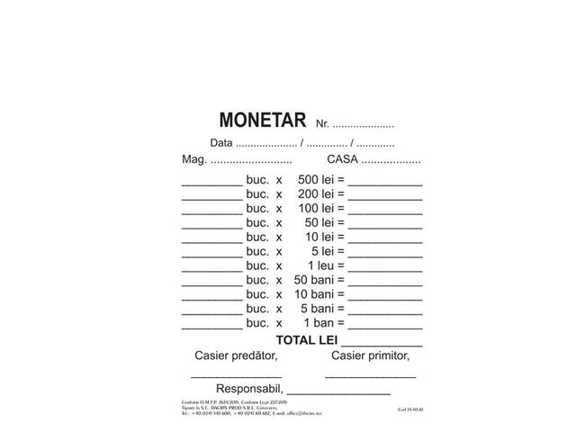 Monetar Autocopiativ A6 100 F