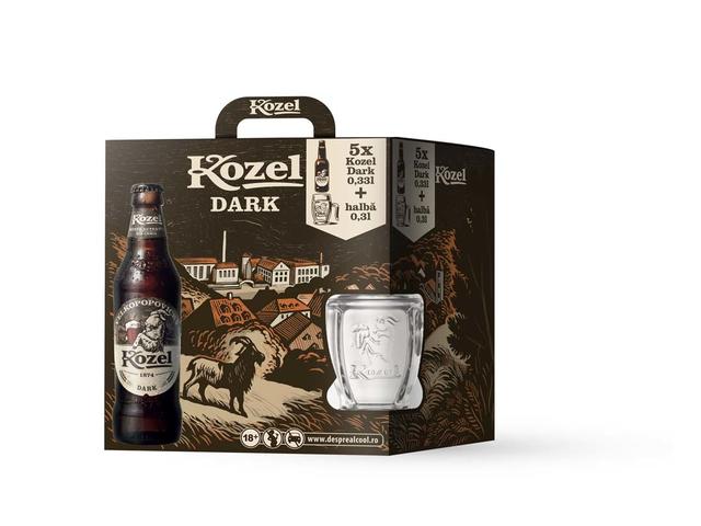 Kozel Dark 330Ml Nrb 1X5 + Halba Cadou