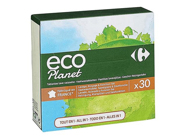 Detergent tablete pentru spalarea vaselor, Carrefour Eco Planet, 30 bucati