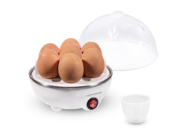 Fierbator oua electric Esperanza EKE001, 7 oua, 350W, 3 niveluri de fierbere, oprire automata (Alb)