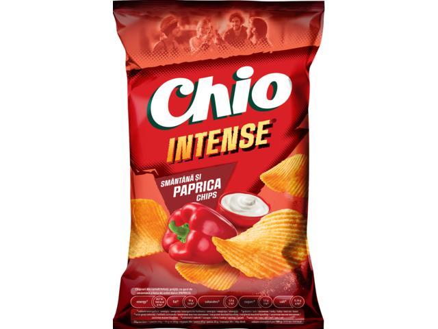 Chipsuri ondulate din cartofi cu gust de Smantana si Paprica 130G Chio Intense