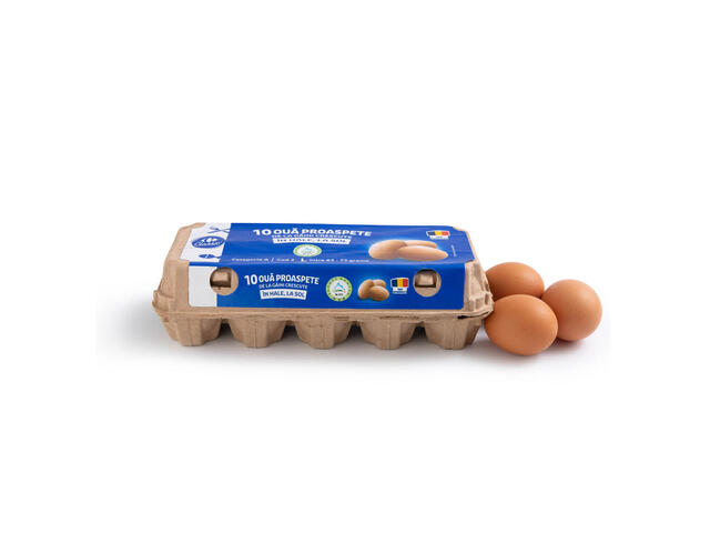 Oua Proaspete De La Gaini Crescute In Hale, La Sol, Marimea L, Carrefour Classic 10 Bucati