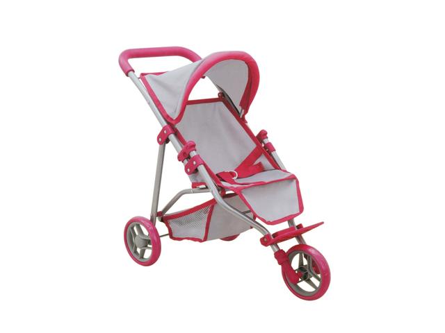 Carucior pliabil cu 3 roti pentru papusi, Melobo, Gri