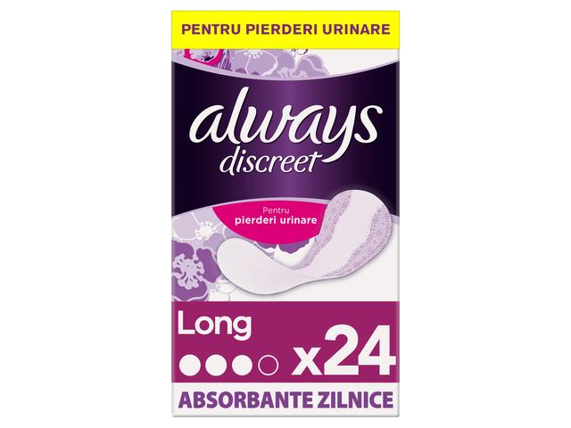 Absorbante zilnice pentru incontinenta urinara Discreet long 24 bucati Always