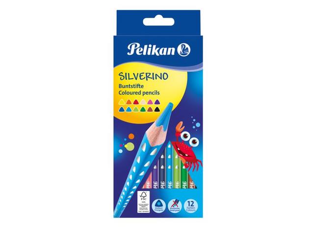 Creioane colorate, 12bucati, Pelikan, Silverino