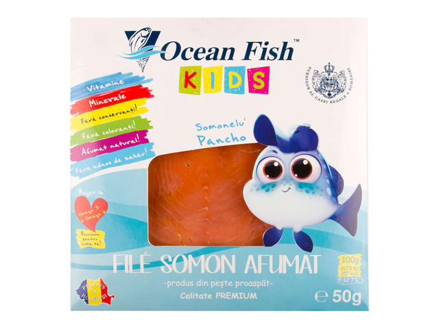 Somon file afumat Ocean Fish Kids, 50 g