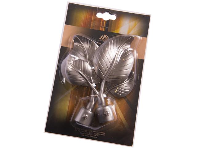 Set 2 capete pentru galerie metal frunza inox, diametru 20 mm