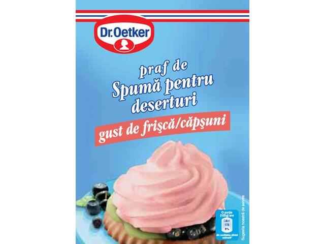 Dr. Oetker Praf de spuma pentru deserturi cu gust de frisca si capsuni 48g