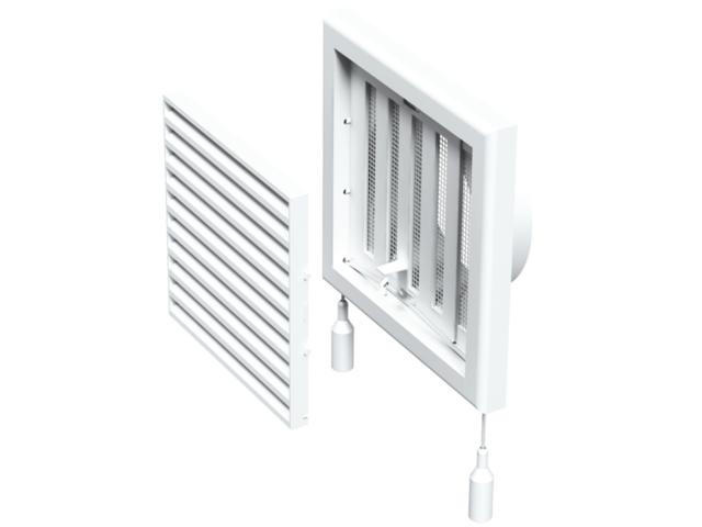 Grila cu jaluzele actionate mecanic Vents, PVC, alb, 125 mm