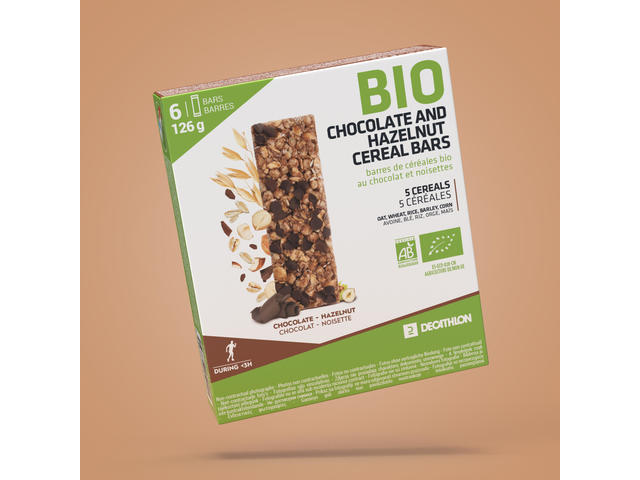 Baton de cereale Bio cu Ciocolată și Alune 6 x 21 g
