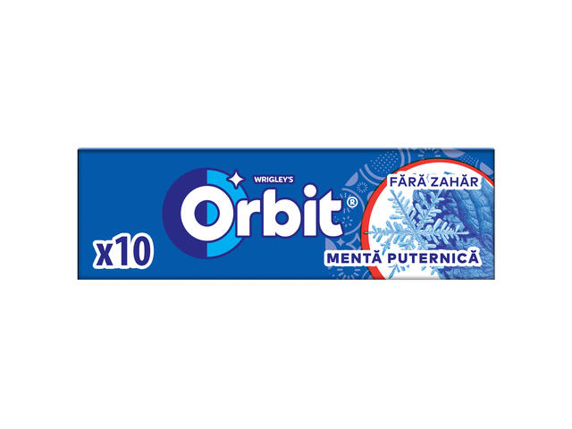 Orbit Winterfrost guma de mestecat cu arome de menta si mentol 10 buc 14 g