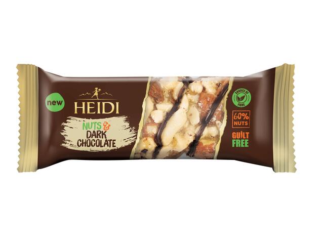 Baton Heidi cu nucifere si ciocolata amaruie 45g