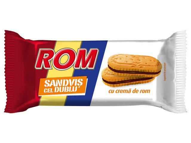 Biscuiti sandvis Dublu cu crema de rom 36 g Rom