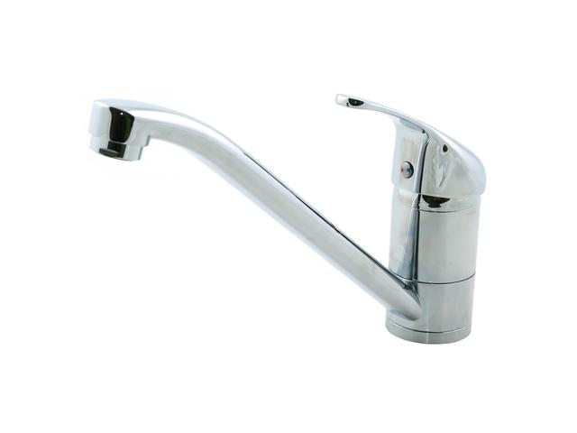 Baterie de bucatarie Pyramis Modo, alama, argintiu, cromat, monocomanda, 21 x 14.2 cm