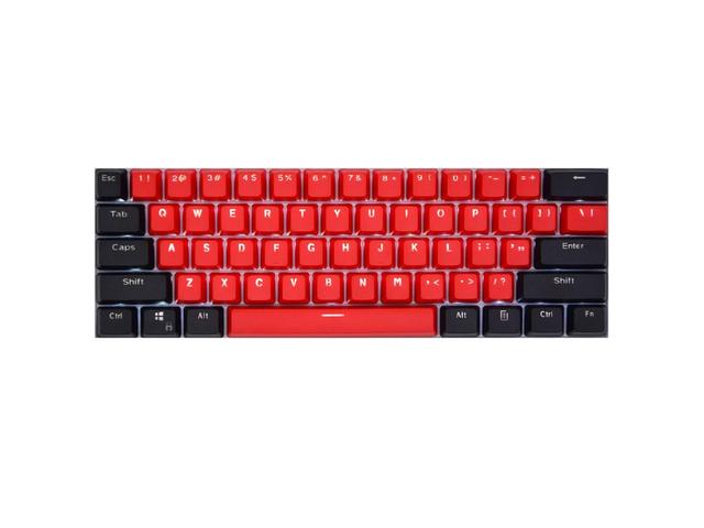 Kit butoane Royal Kludge PBT Double-Shot Keycaps, 61 taste, translucide, compatibile Cherry MX, US, Rosu/Negru, KC-11