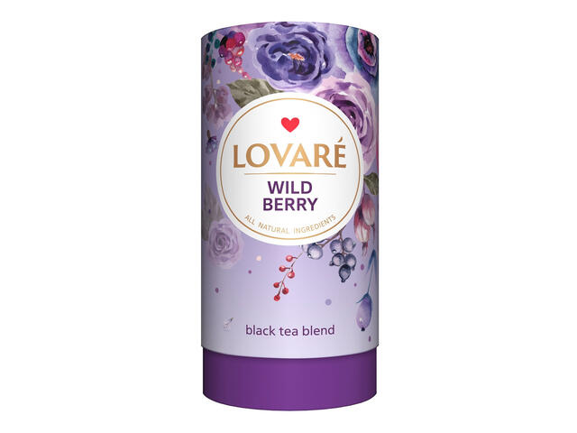 Amestec de ceai negru, fructe de padure si petale de trandafir chinezesc Lovare Wild Berry, 80 g