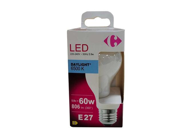 Bec LED Carrefour, 5.9 W (60 W), E27, 806 lm, 6500 K