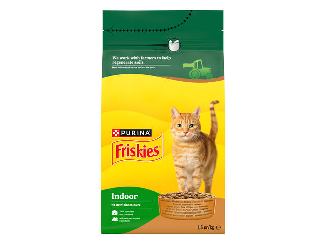 Friskies Adult Indoor, cu Pui si Legume, hrana uscata pentru pisici, 1.5 kg