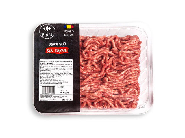 Carne tocata, amestec, Romania, Carrefour La Piata 500g