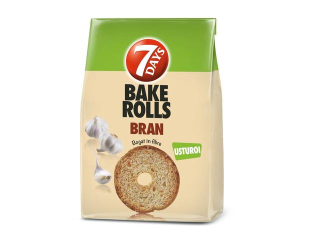 7Day's Bake Rolls Bran rondele de paine crocanta cu tarate  si usturoi 80 g