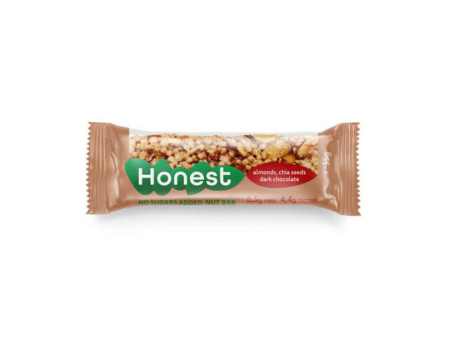 Baton cu migdale, seminte de chia si ciocolata amaruie, cu indulcitor Honest 35g