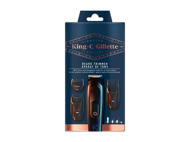 Aparat de tuns barba Gillette King, 3 piepteni inclusi