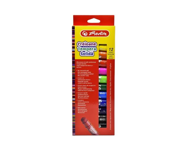 Set 12 creioane tempera solida, Herlitz, 10g