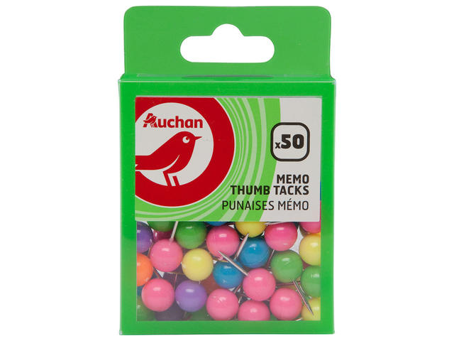 Set 50 pioneze panou pluta Auchan, diverse culori