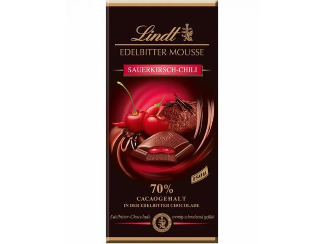 Lindt Tableta Ciocolata Neagra Cu Visine Si Chili 150G