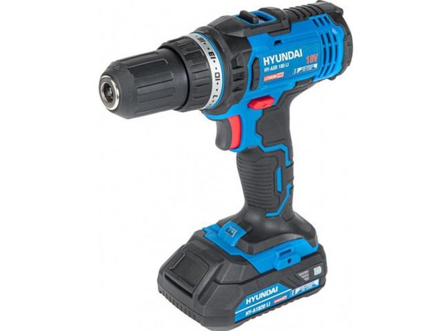 Masina de gaurit si insurubat Hyundai HY-ASR 180 LI, 2 trepte de viteza, 18 V, 1 acumulator + 6 biti, 6 burghie + 1 incarcator+ 1 adaptor magnetic