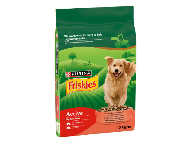 Friskies Adult Active, cu Vita, hrana uscata pentru caini, 10 kg