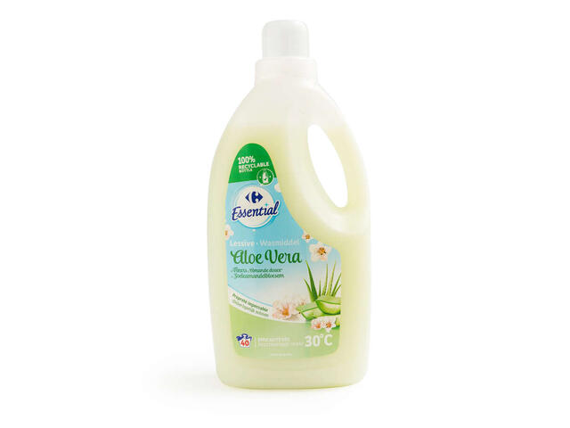 Detergent de rufe concentrat Carrefour Essential Aloe Vera, 40 spalari, 2 L