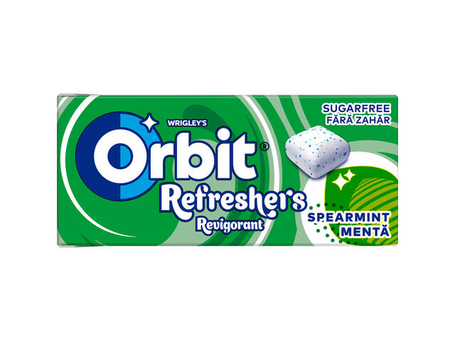 Orbit Spearmint guma de mestecat fara zahar cu arome de menta si mentol 7 buc 15,6 g