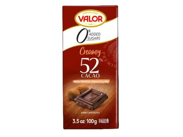 Ciocolata neagra 52%cacao cu trufe, fara zahar Valor 100g