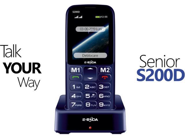 Telefon mobil seniori E-boda S200D, Dual SIM, Negru