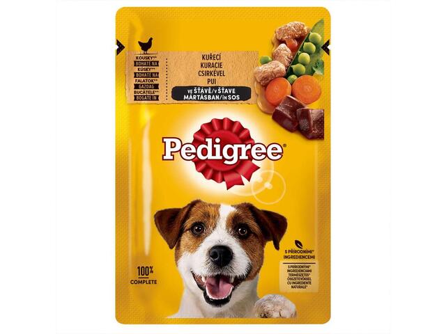 Pedigree hrana umeda pentru caini adulti cu pui si legume in sos 100 g