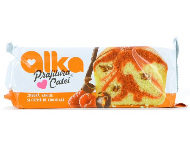 Alka Prajitura casei cu zmeura, vanilie si crema de ciocolata 330G