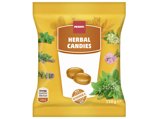 PENNY Bomboane cu aroma de plante aromatice, cu adaos de vitamina C 150 g