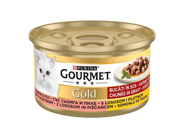 Gourmet Gold Hrana umeda pentru pisici cu pui si somon 85 g