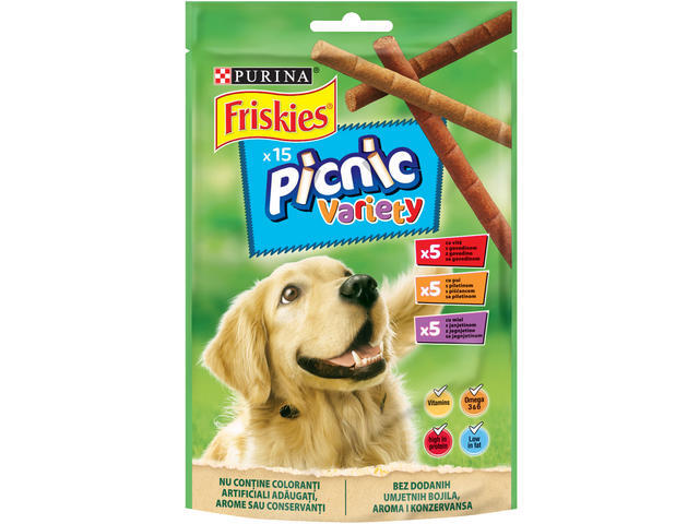 Friskies Picnic Variety cu vita, pui, miel, recompense pentru caini, 126 g